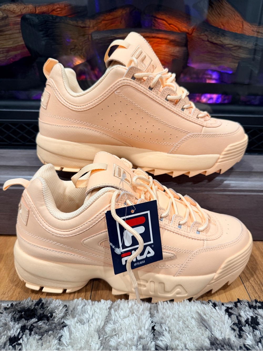 Fila Peach/Tan Low-Top Sneakers with Branded Detail